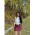 Bordo Tek Yırtmaçlı Suni Deri Etek