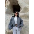 Gri Bel Lastikli Kaşe Bomber Ceket