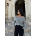 Gri Madonna Yaka Şardonlu Kazak