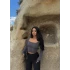 Gri Önü Biyeli Kare Yaka Crop