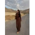 Kahve Fitilli Triko Maxi Elbise
