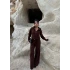 Kahve Kapşonlu Triko İkili Takım