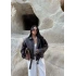 Kahve Kemerli Yarasa Kol Deri Mont