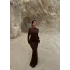 Kahve Sırt Halkalı Maxi Elbise