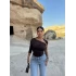 Kahve Tek Omuz Tokalı Bluz