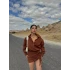 Kahve Terra Eteği Büzgülü Elbise