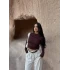 Kahve Yaka Degaje Büzgülü Crop