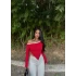 Kırmızı Asimetrik Biyeli Crop