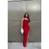 Kırmızı Bacak Bağlamalı Sandy Long Elbise