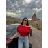 Kırmızı Kayık Yaka Sandy Bluz
