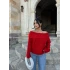 Kırmızı Madonna Yaka Şardonlu Kazak