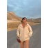 Krem İçi Şardonlu Kapşonlu Hırka