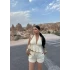 Krem Şortlu Bürümcük İkili Takım
