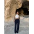 Lacivert Çift Pile Kemerli Pantolon