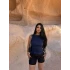 Lacivert Eteği Fırfırlı Kabartma Bluz