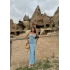 Mavi Askılı Degaje Yaka Elbise