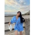 Mavi Çilek Kimono İkili Takım