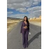 Mor Göğüs Tokalı Triko Takım