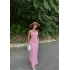 Pembe Halter Gofre Elbise