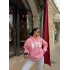 Pembe Nyc Şardonlu Oversize Sweat