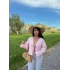Pembe Ön Bağcıklı Müslin Gömlek