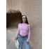 Pembe Yaka Degaje Büzgülü Crop