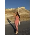 Pudra Ön Aksesuarlı Straplez Elbise
