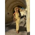 Sarı Büzgülü Halter Elbise