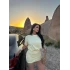 Sarı Eteği Büzgülü Modal Elbise