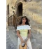 Sarı Yaka Fırfırlı Fitilli Crop