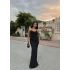 Siyah Aksesuarlı Degaje Elbise
