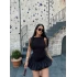 Siyah Balon Etekli Askılı Elbise