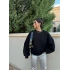 Siyah Balon Kollu Üç İplik Sweat
