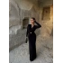 Siyah Bel Tokalı Drapeli Elbise