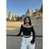 Siyah Bold Biyeli Crop