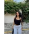 Siyah Boyundan Bağlamalı Kemerli Crop