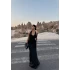 Siyah Boyundan Geçmeli Maxi Elbise