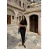 Siyah Bubble Etek Crop İkili Takım