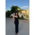 Siyah Çift Tokalı Straplez Maxi Elbise