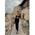 Siyah Göğüs Aksesuarlı Maxi Elbise