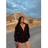Siyah İçi Şardonlu Kapşonlu Hırka