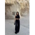 Siyah Işıltı Bol Paça Pantolon