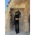 Siyah İspanyol Tayt Crop İkili Takım