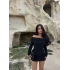 Siyah Katlamalı Kaşkorse Madonna Elbise