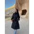 Siyah Kol Katlamalı Kemerli Trençkot