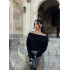 Siyah Madonna Yaka Şardonlu Kazak