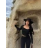 Siyah Önü Biyeli Kare Yaka Crop