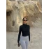 Siyah Parmak Geçmeli Fermuarlı Crop
