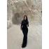 Siyah Sırt Halkalı Maxi Elbise