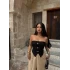 Siyah Sun Aksesuarlı Straplez Crop